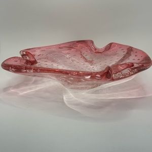 Vintage Murano Pink Bullicante Free Form Bowl/ Ashtray